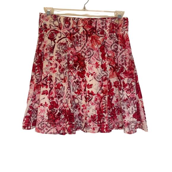 Gap Womens Midi Skirt Red White Floral Design Side Zipper Size 4 Casual Romantic - Picture 1 of 11